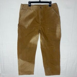 Carhartt Sun Faded Tan Double Knee Duck Canvas Dungaree Fit Pants 36X29